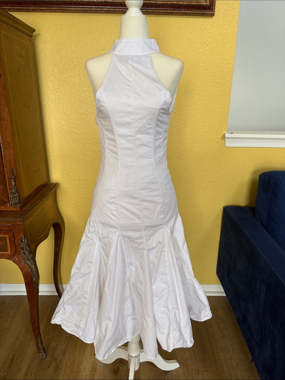 Zara White One-Shoulder Halter Fit-and-Flare Dress